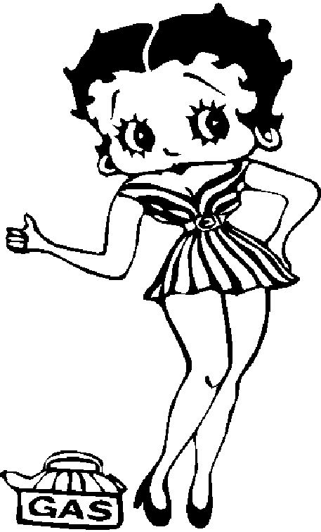 coloriage betty boop fait du stop